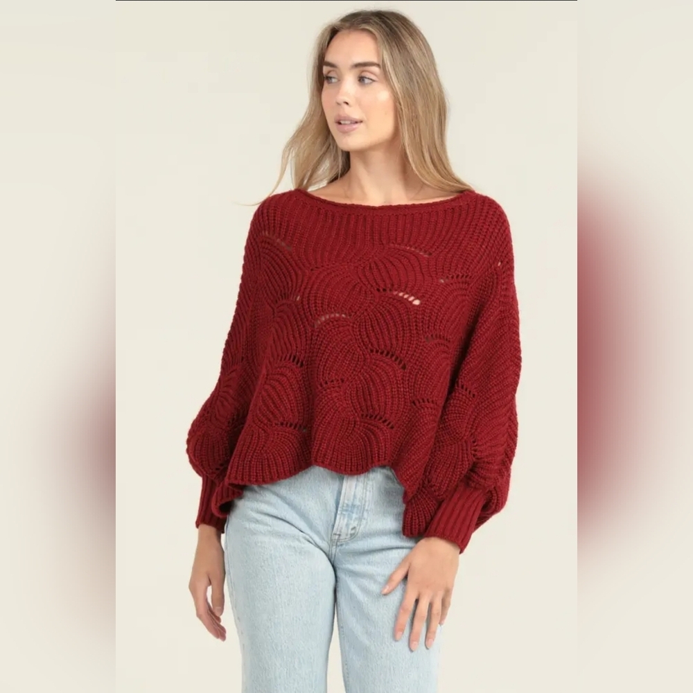 Cable Knit Pullover Bat Wing Sweater